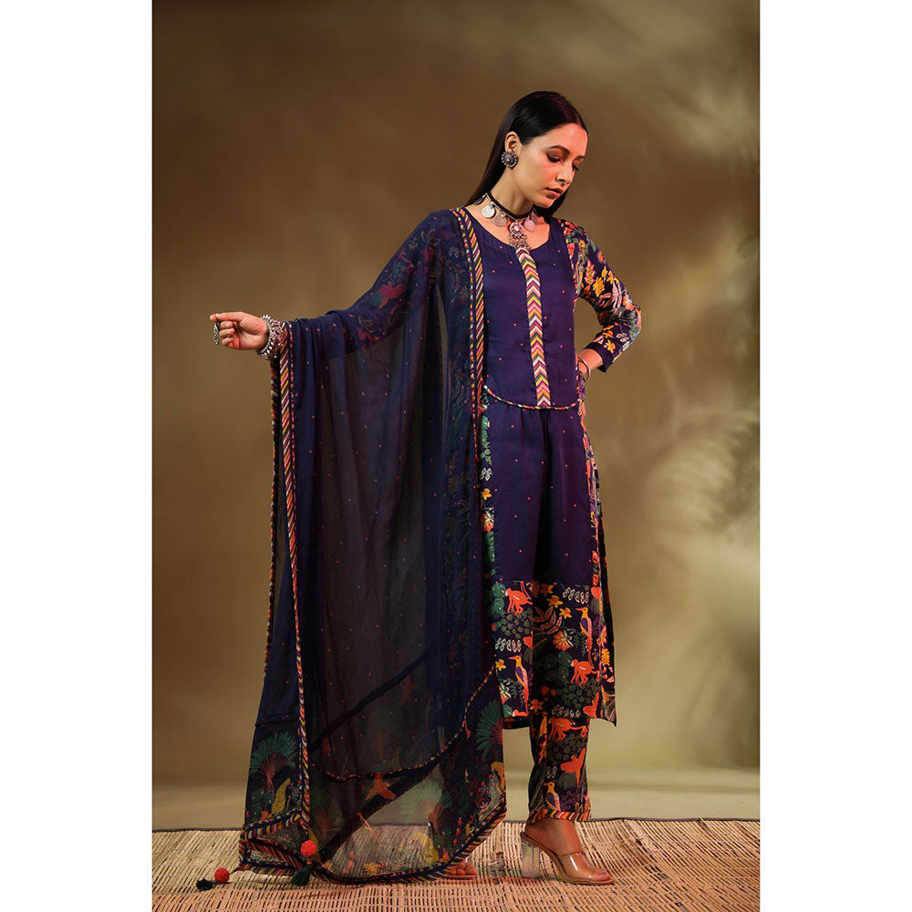 Baise Gaba Navy Blue Saba Kurta