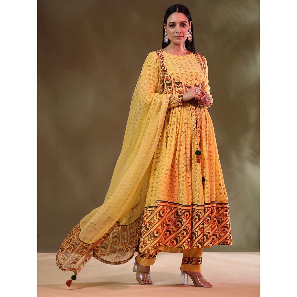Baise Gaba Yellow Cynthia Anarkali (Set of 4)