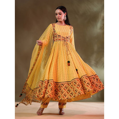 Baise Gaba Yellow Cynthia Anarkali (Set of 4)