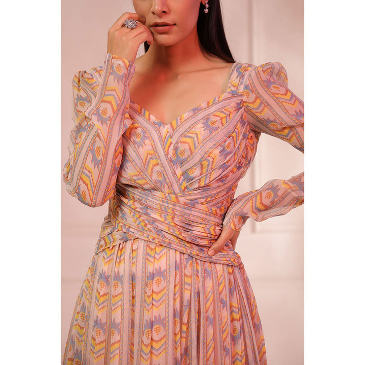 Baise Gaba Peach & Multi-Color Nazm Dress