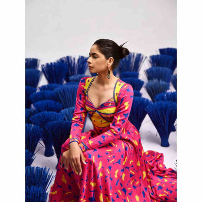 Baise Gaba Flora Pink Anarkali (Set of 3)