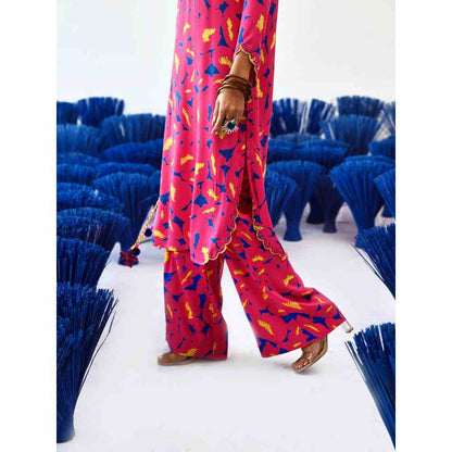 Baise Gaba Patal Pink Kurta & Wide Pant (Set of 2)