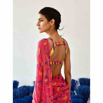 Baise Gaba Gulabo Pre-Stitched Saree with Stitched Blouse (Set of 2)