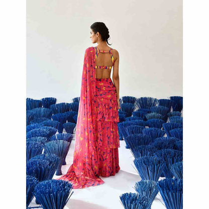 Baise Gaba Gulabo Pre-Stitched Saree with Stitched Blouse (Set of 2)