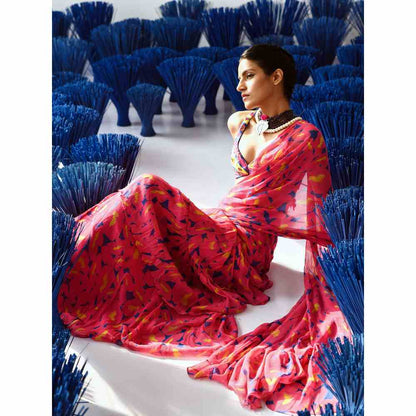 Baise Gaba Gulabo Pre-Stitched Saree with Stitched Blouse (Set of 2)