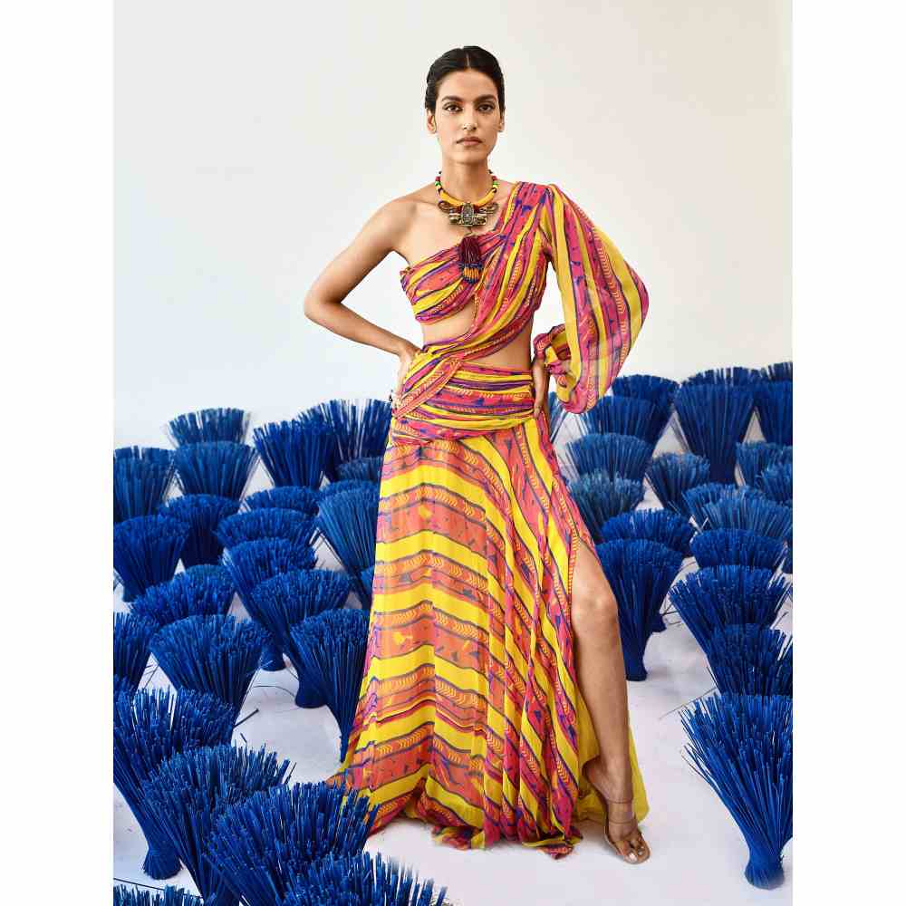 Baise Gaba La Printed Maxi Dress in Yellow Color