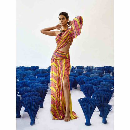 Baise Gaba La Printed Maxi Dress in Yellow Color