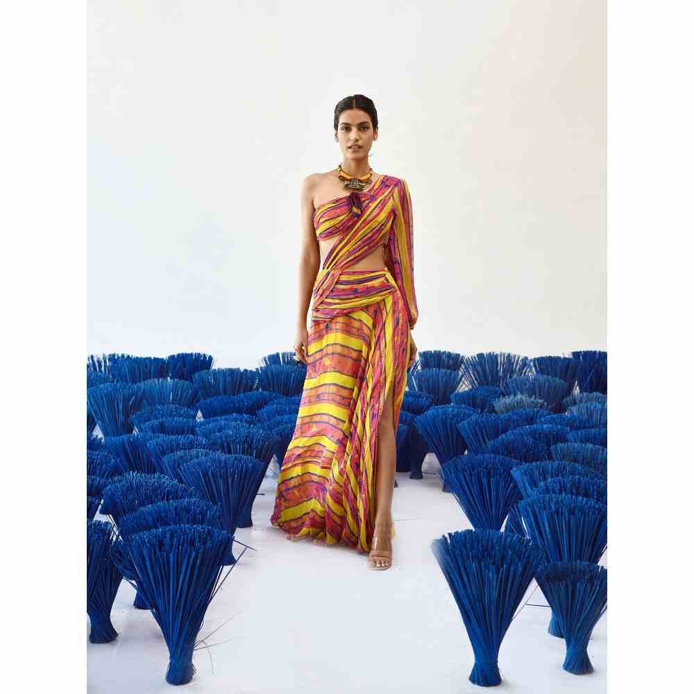 Baise Gaba La Printed Maxi Dress in Yellow Color