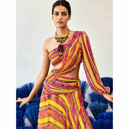 Baise Gaba La Printed Maxi Dress in Yellow Color