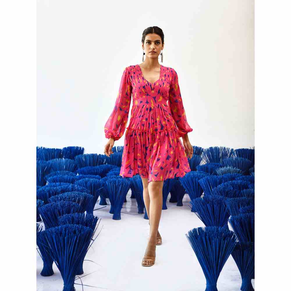 Baise Gaba Adira Printed Knee Length Dress in Pink Color