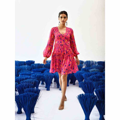Baise Gaba Adira Printed Knee Length Dress in Pink Color