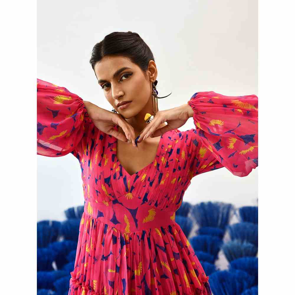 Baise Gaba Adira Printed Knee Length Dress in Pink Color