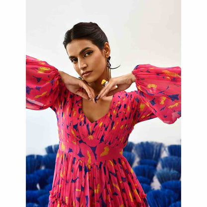 Baise Gaba Adira Printed Knee Length Dress in Pink Color