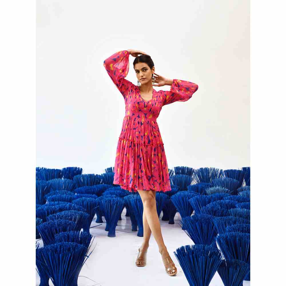 Baise Gaba Adira Printed Knee Length Dress in Pink Color
