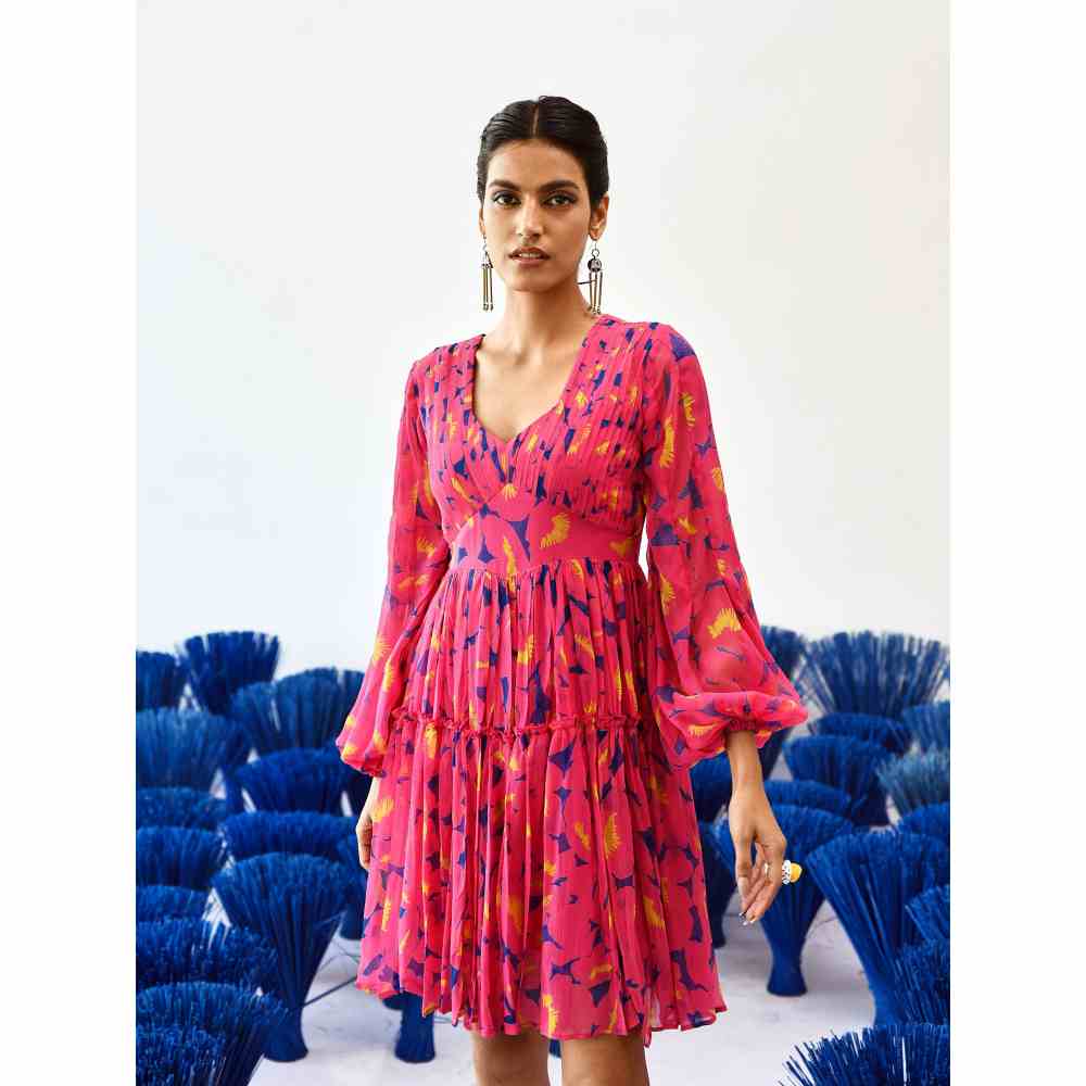Baise Gaba Adira Printed Knee Length Dress in Pink Color