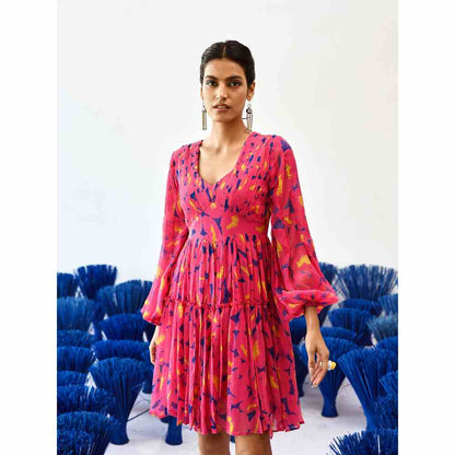 Baise Gaba Adira Printed Knee Length Dress in Pink Color