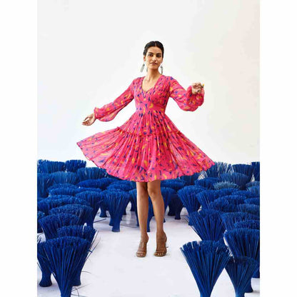Baise Gaba Adira Printed Knee Length Dress in Pink Color