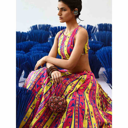 Baise Gaba Calf Length Baagh Short Skirt with Blouse (Set of 2)