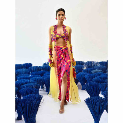 Baise Gaba Yellow Sleeveless Full Length Maua Choga