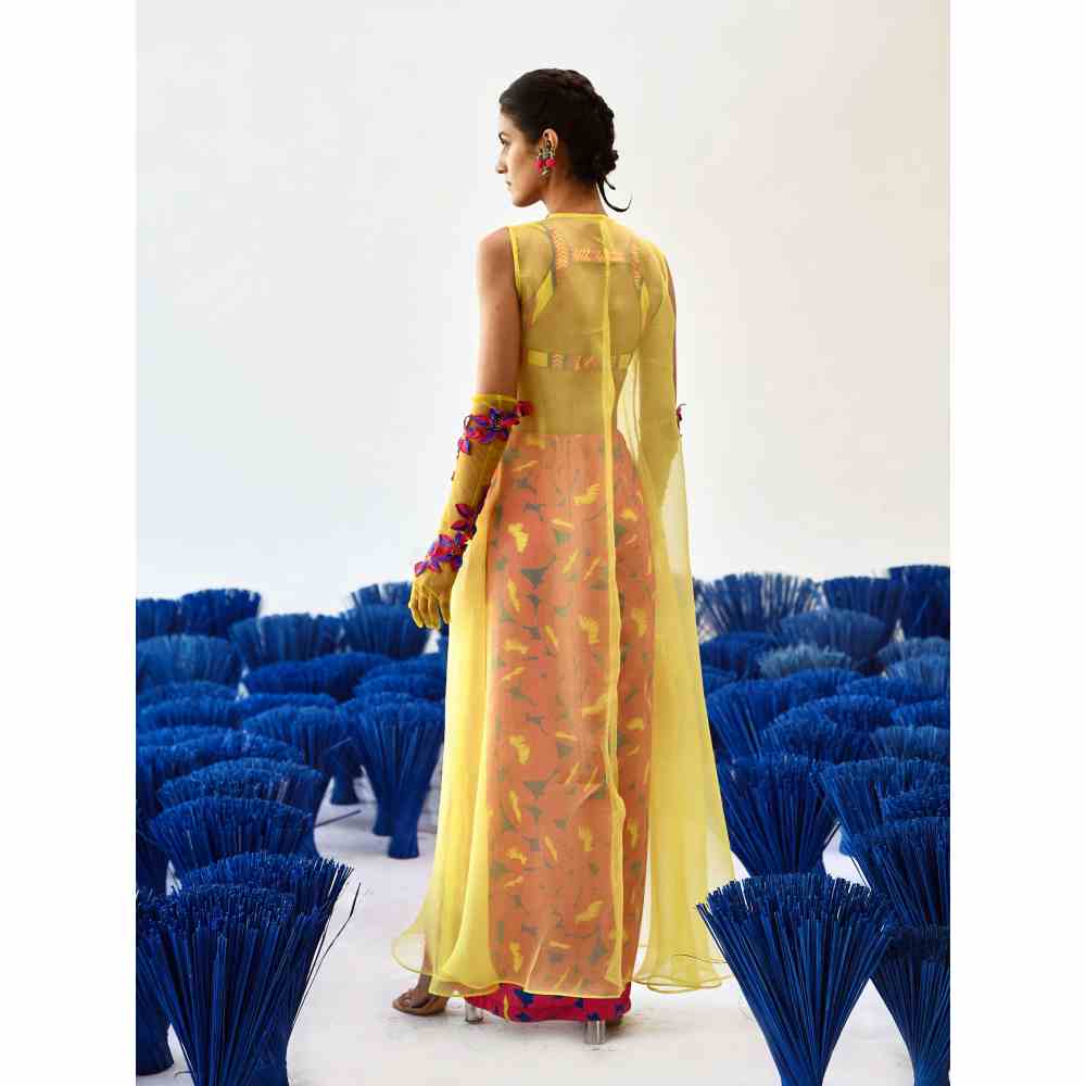 Baise Gaba Yellow Sleeveless Full Length Maua Choga