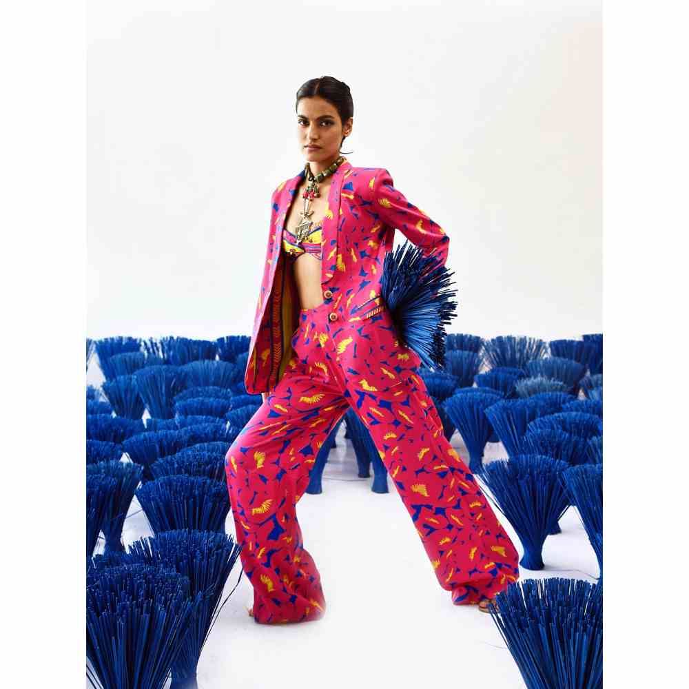 Baise Gaba Printed Straight Fit Mavi Pant