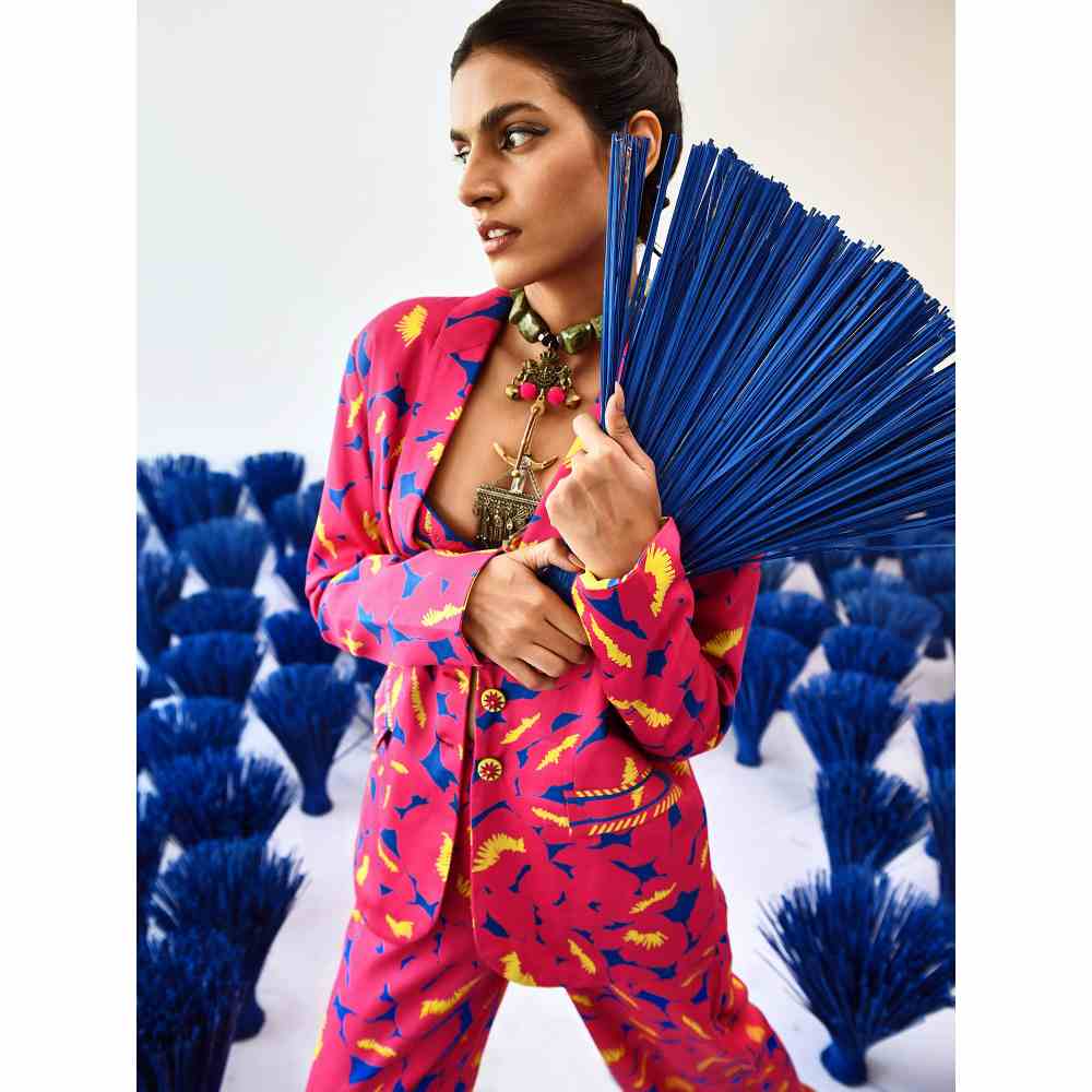 Baise Gaba Printed Straight Fit Mavi Pant