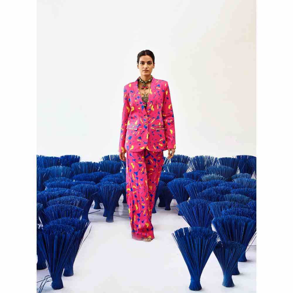 Baise Gaba Printed Straight Fit Mavi Pant