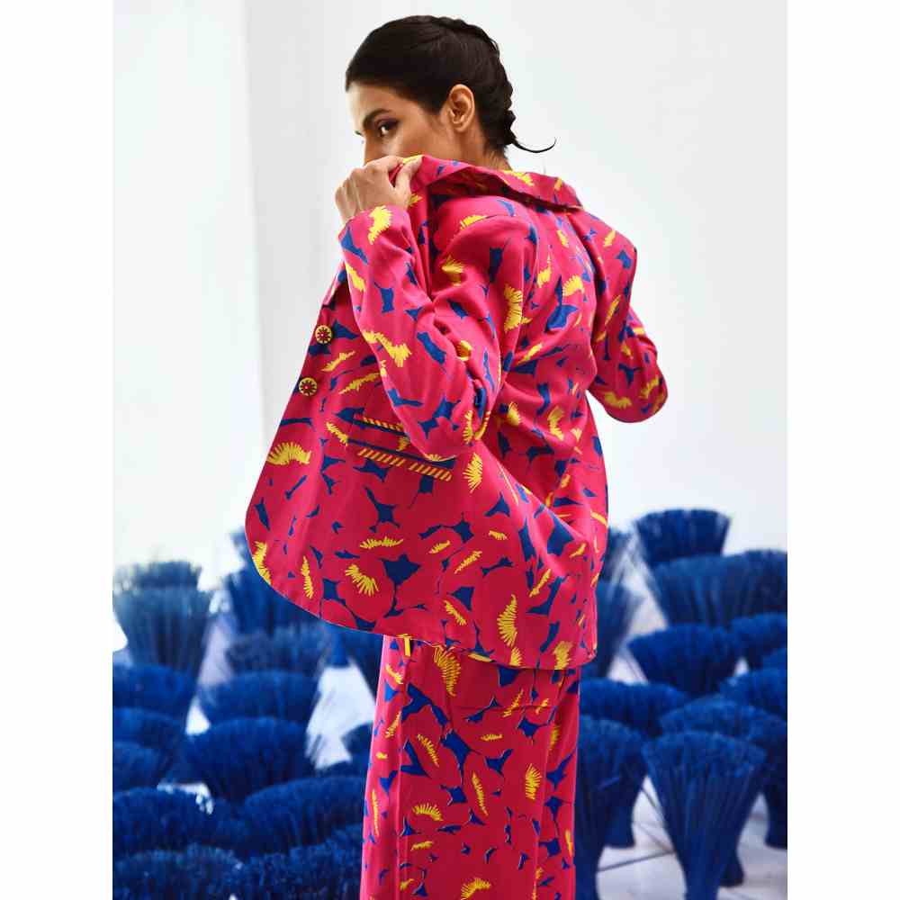 Baise Gaba Printed Straight Fit Mavi Pant