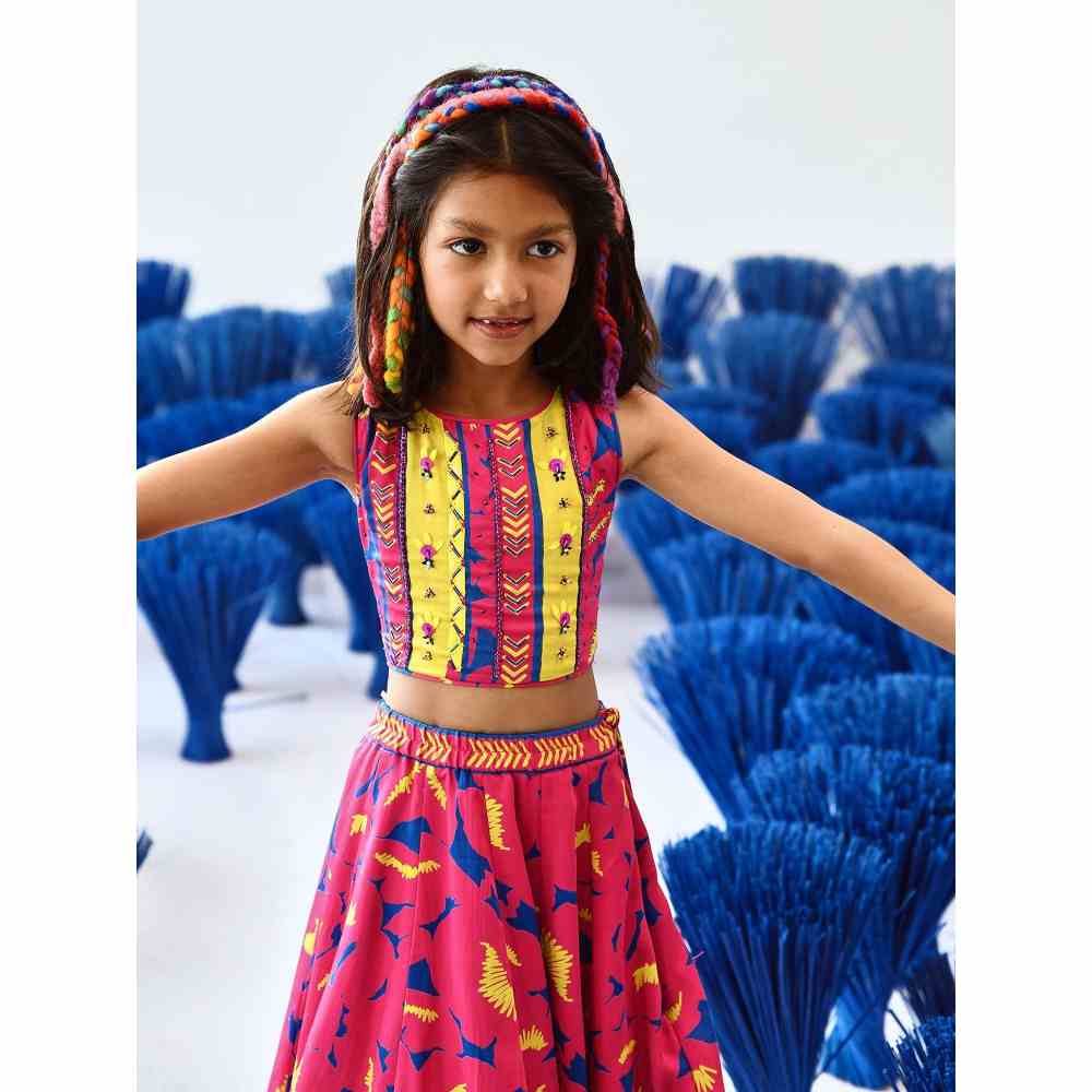 Baise Gaba Phulvaari Lehenga (Set of 3)