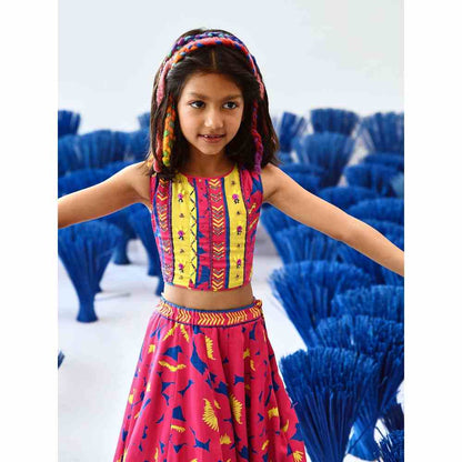 Baise Gaba Phulvaari Lehenga (Set of 3)