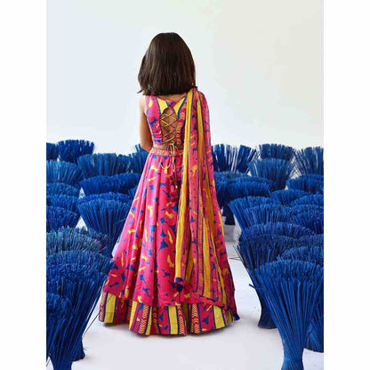 Baise Gaba Phulvaari Lehenga (Set of 3)