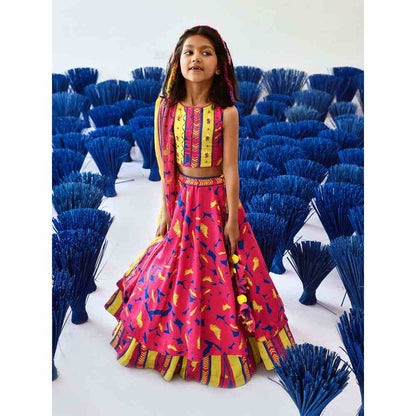 Baise Gaba Phulvaari Lehenga (Set of 3)