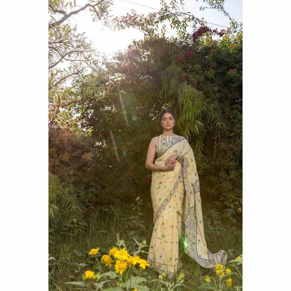 Baise Gaba Serenitee Saree With Unstitched Blouse Piece - Yellow
