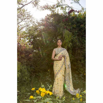 Baise Gaba Serenitee Saree With Unstitched Blouse Piece - Yellow