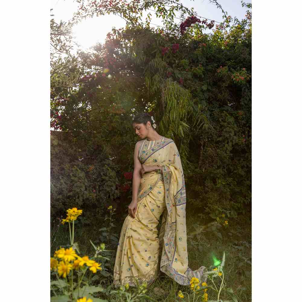 Baise Gaba Serenitee Saree With Unstitched Blouse Piece - Yellow