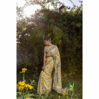 Baise Gaba Serenitee Saree With Unstitched Blouse Piece - Yellow