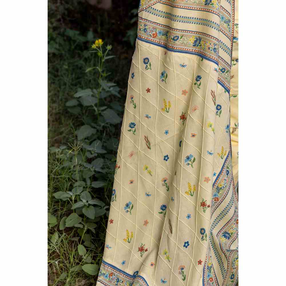 Baise Gaba Serenitee Saree With Unstitched Blouse Piece - Yellow
