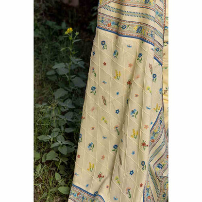 Baise Gaba Serenitee Saree With Unstitched Blouse Piece - Yellow