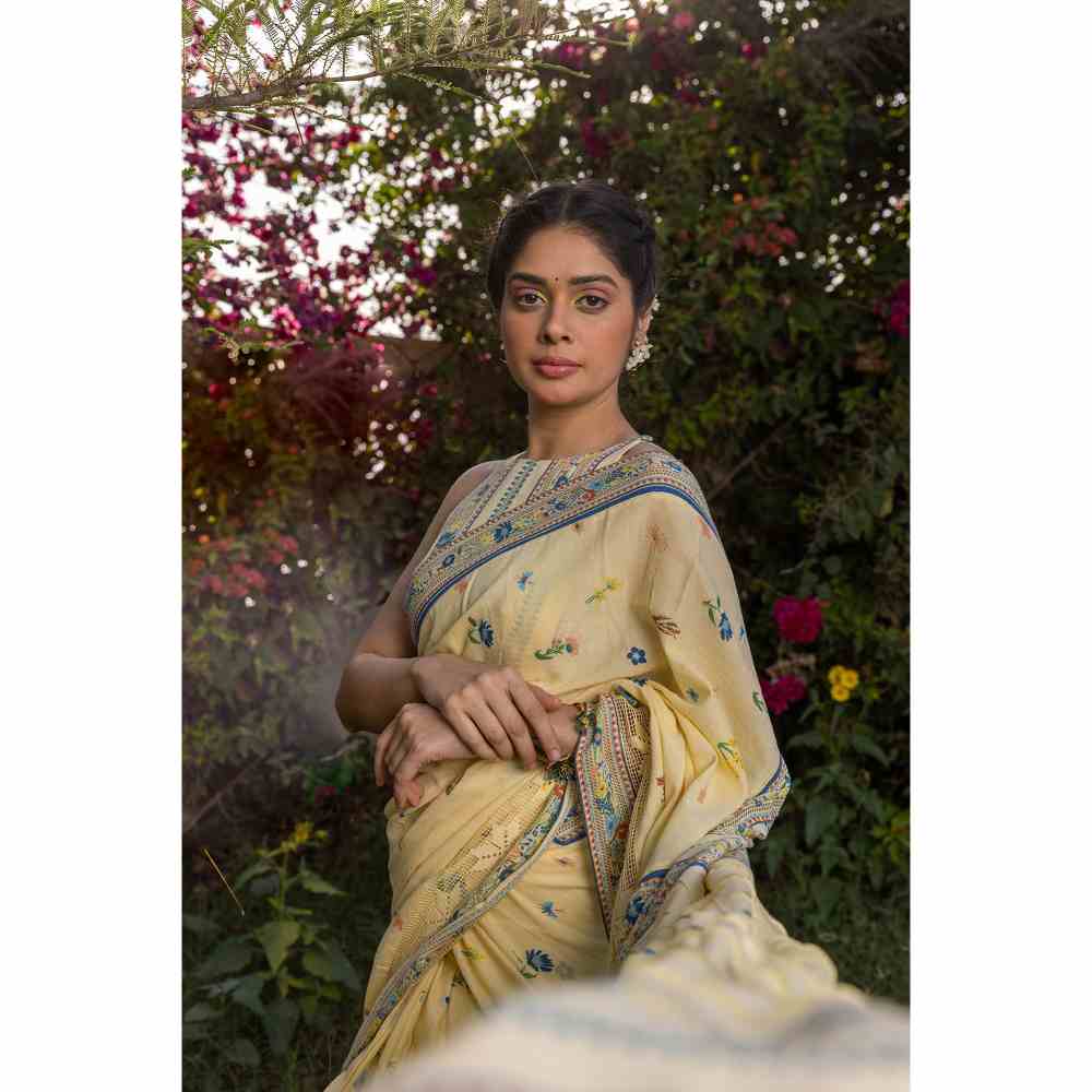 Baise Gaba Serenitee Saree With Unstitched Blouse Piece - Yellow