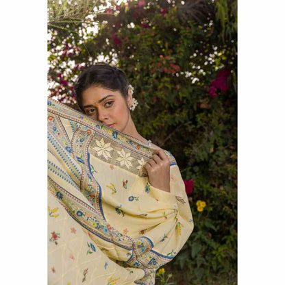 Baise Gaba Serenitee Saree With Unstitched Blouse Piece - Yellow