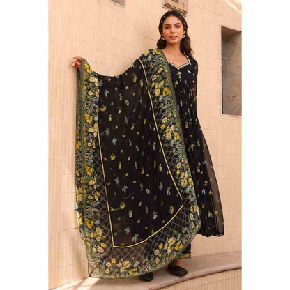 Baise Gaba Mulan Dupatta - Black
