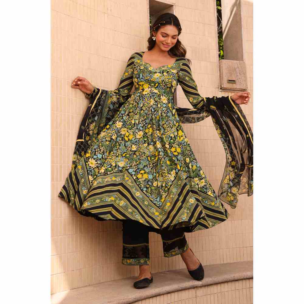 Baise Gaba Mirage Anarkali - Black (Set of 3)