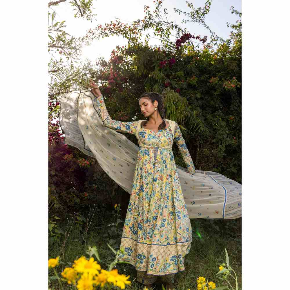 Baise Gaba Savanna Anarkali - Yellow (Set of 4)