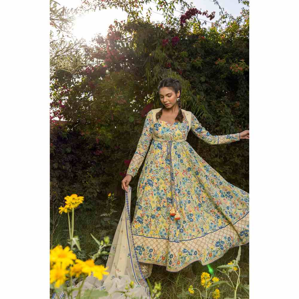 Baise Gaba Savanna Anarkali - Yellow (Set of 4)