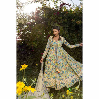 Baise Gaba Savanna Anarkali - Yellow (Set of 4)