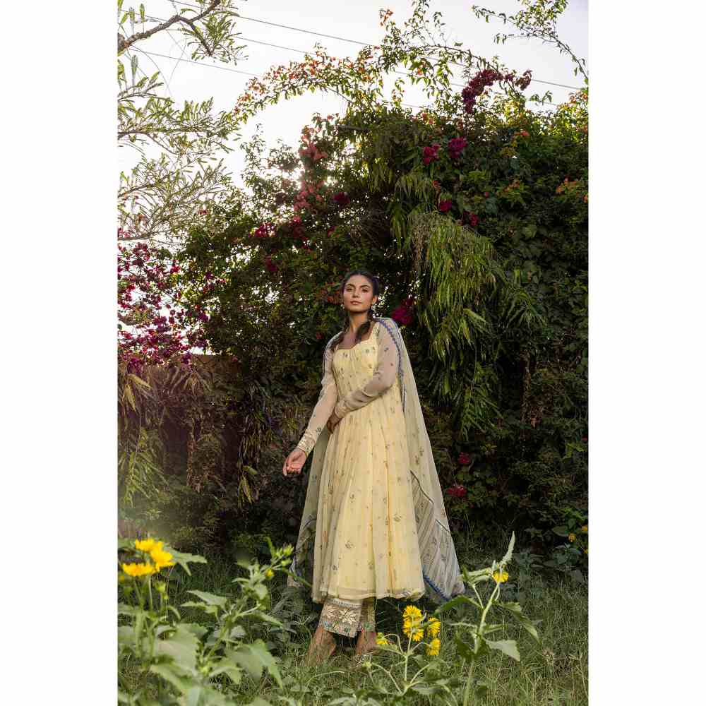 Baise Gaba Juniper Anarkali - Yellow (Set of 3)