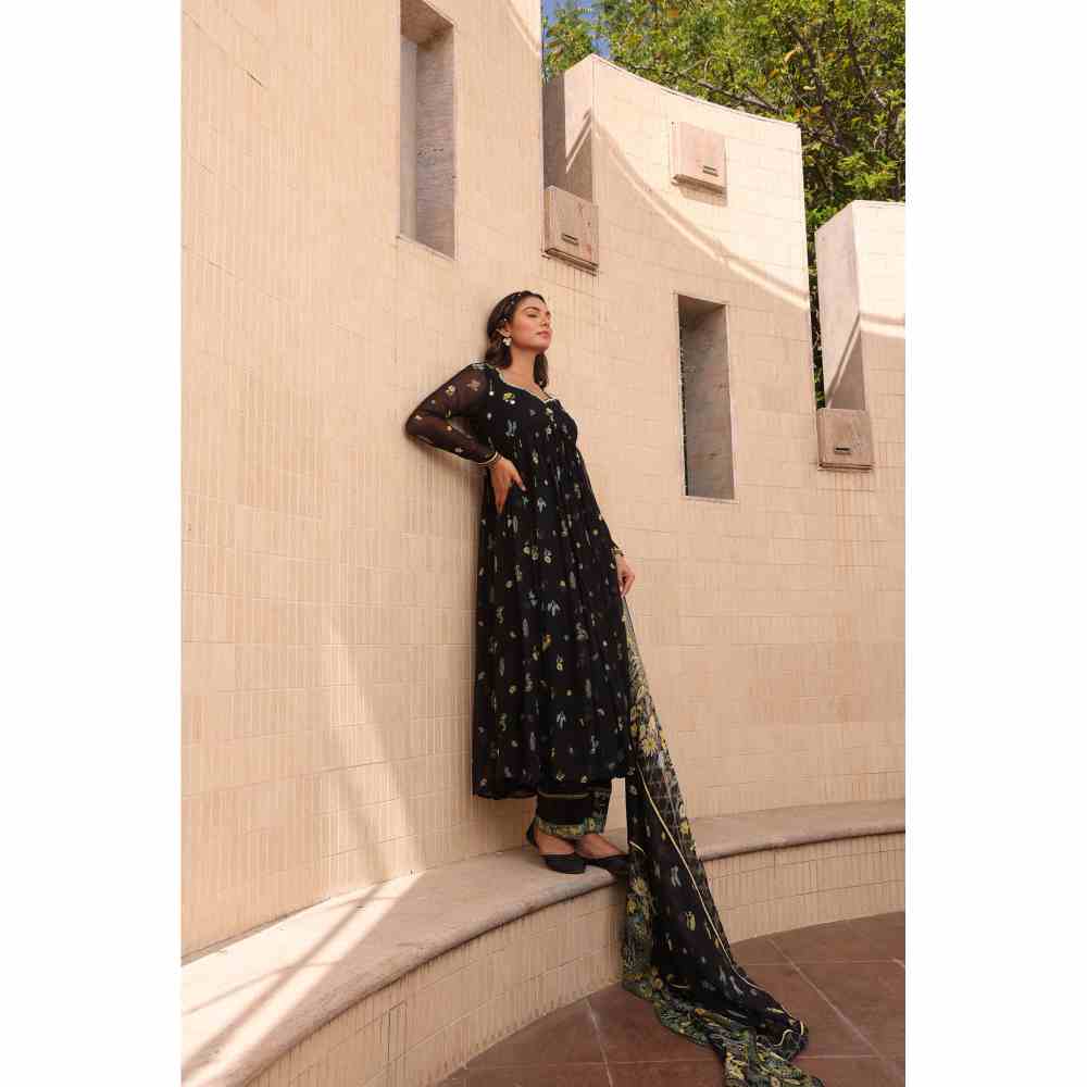 Baise Gaba Stardust Anarkali - Black (Set of 3)