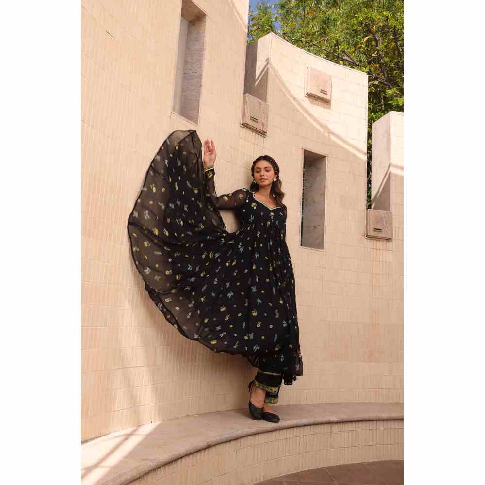 Baise Gaba Stardust Anarkali - Black (Set of 3)