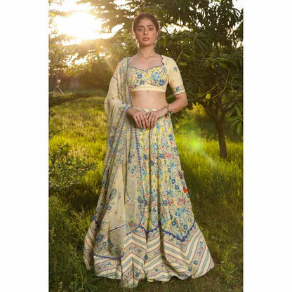 Baise Gaba Paradise Lehenga - Yellow (Set of 3)