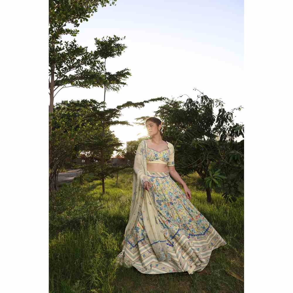 Baise Gaba Paradise Lehenga - Yellow (Set of 3)